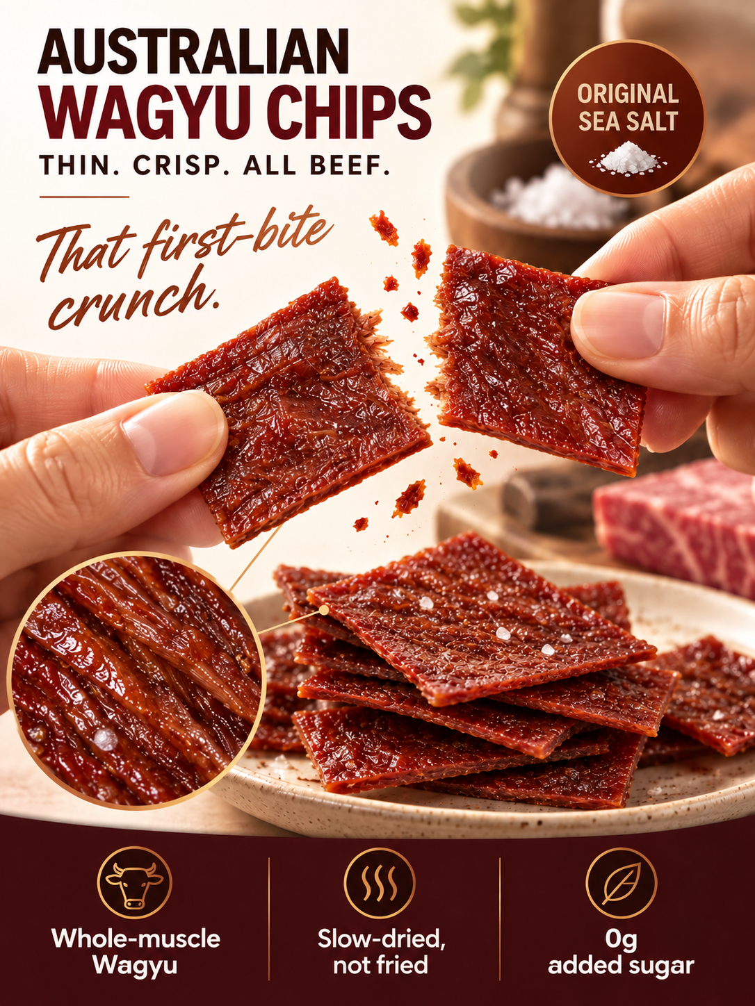 🥩 Australian Imported Beef Crisps | 0 Sugar, High Protein | Helps Regulate Blood Sugar & Blood Pressure | Supports Heart Health