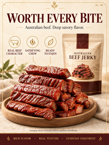 🥩 Premium Australian Beef Jerky | Whole-Cut Beef | Rich Protein | Crafted for Quality