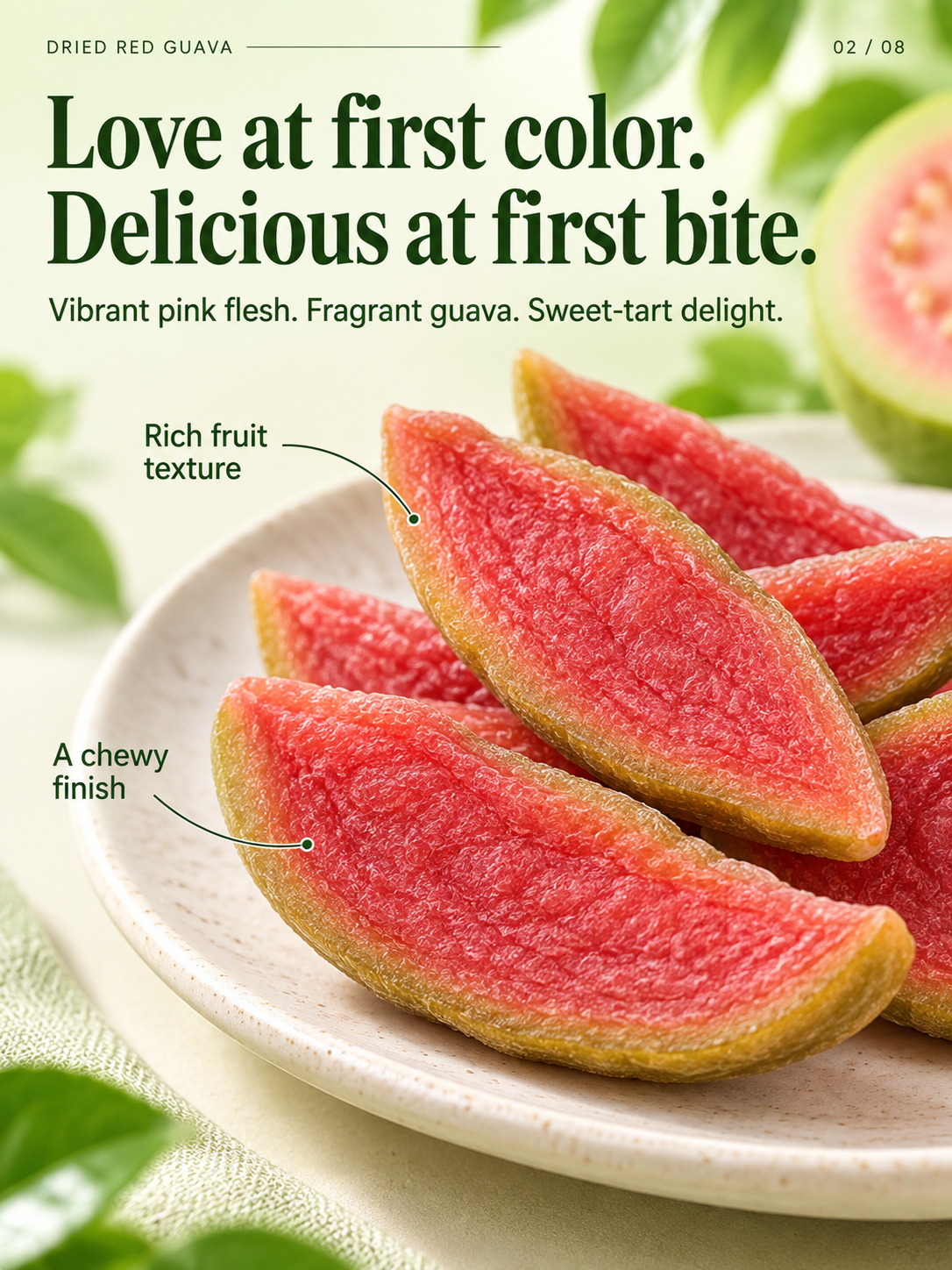 Premium Red Guava Slices Sweet, Tangy & Thick-Cut · Naturally Delicious Anytime 🍓