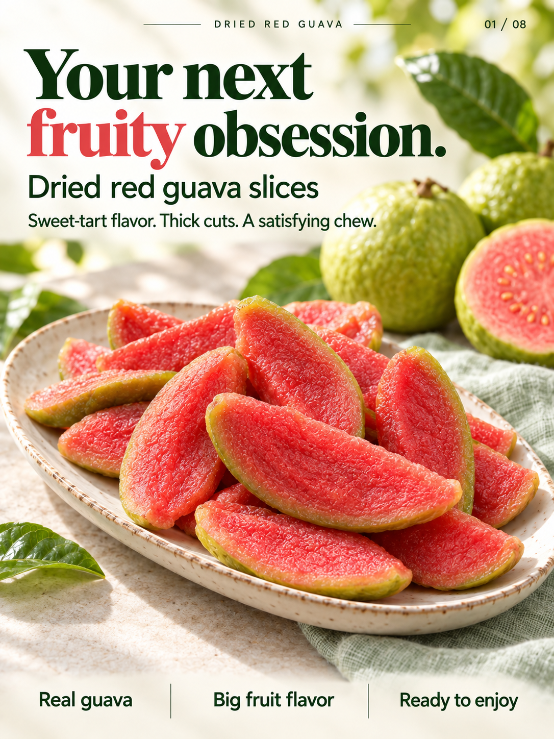 Premium Red Guava Slices Sweet, Tangy & Thick-Cut · Naturally Delicious Anytime 🍓